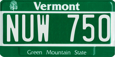 VT license plate NUW750