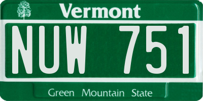 VT license plate NUW751