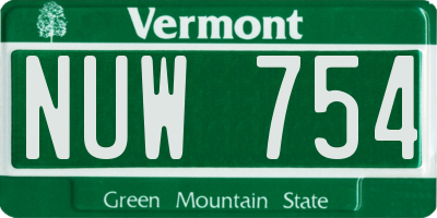 VT license plate NUW754