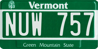 VT license plate NUW757
