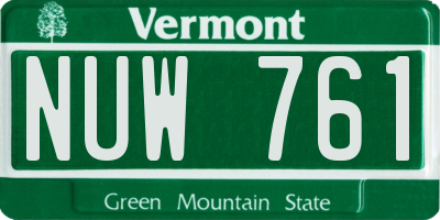 VT license plate NUW761