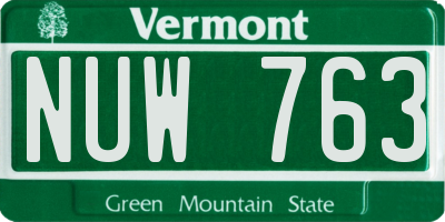 VT license plate NUW763