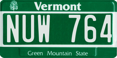 VT license plate NUW764