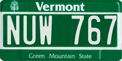 VT license plate NUW767