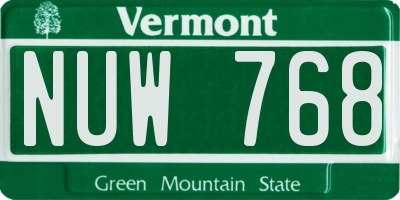 VT license plate NUW768