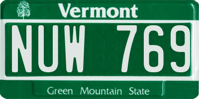 VT license plate NUW769