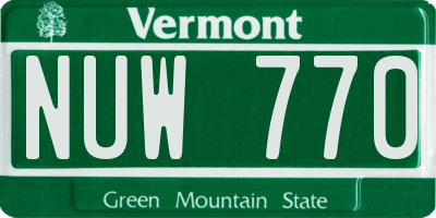 VT license plate NUW770
