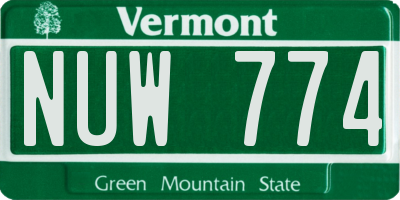 VT license plate NUW774