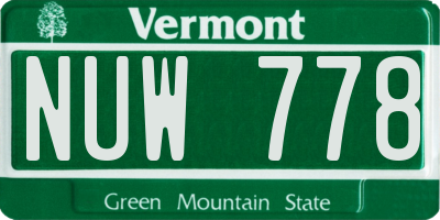 VT license plate NUW778