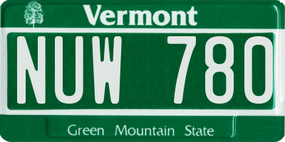 VT license plate NUW780
