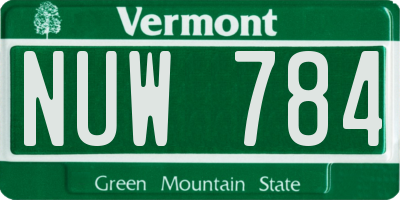 VT license plate NUW784