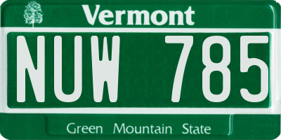 VT license plate NUW785