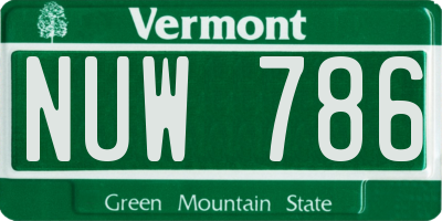 VT license plate NUW786