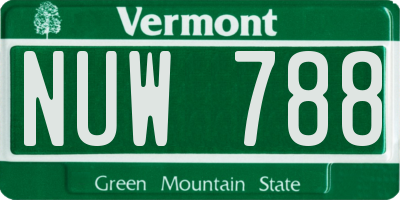 VT license plate NUW788