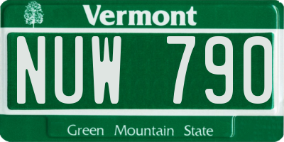 VT license plate NUW790