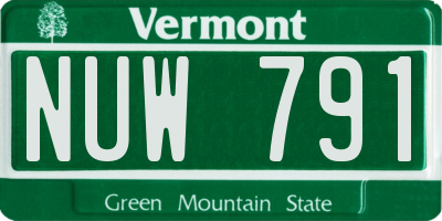 VT license plate NUW791