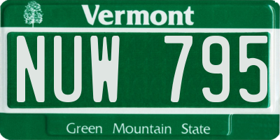 VT license plate NUW795