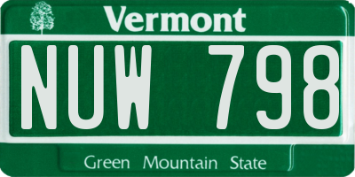 VT license plate NUW798
