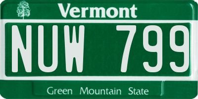 VT license plate NUW799