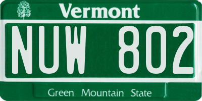 VT license plate NUW802