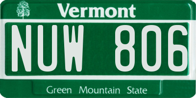 VT license plate NUW806