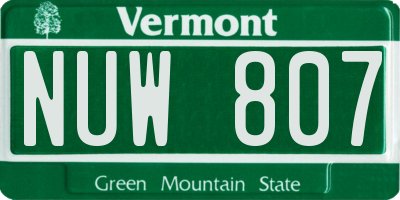 VT license plate NUW807