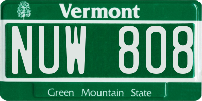 VT license plate NUW808