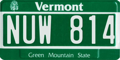 VT license plate NUW814