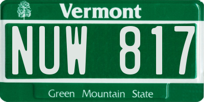 VT license plate NUW817
