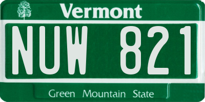VT license plate NUW821
