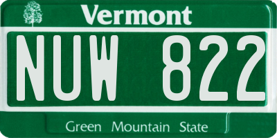 VT license plate NUW822