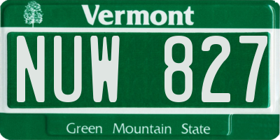 VT license plate NUW827