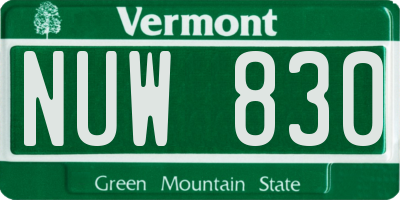 VT license plate NUW830