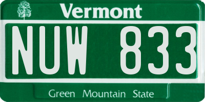 VT license plate NUW833