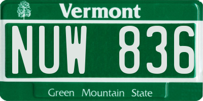 VT license plate NUW836