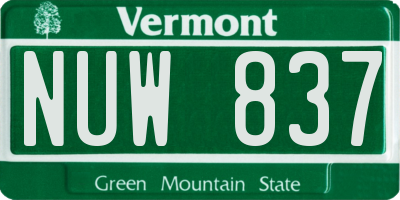 VT license plate NUW837