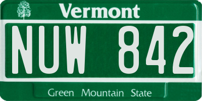 VT license plate NUW842