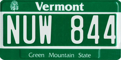 VT license plate NUW844