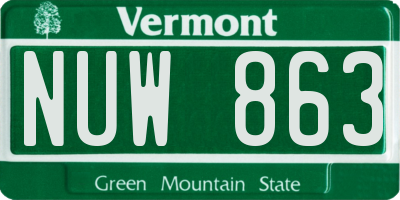 VT license plate NUW863
