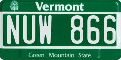 VT license plate NUW866