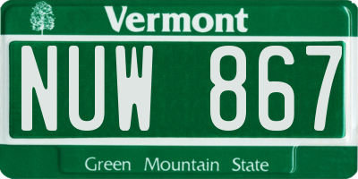 VT license plate NUW867