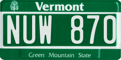 VT license plate NUW870