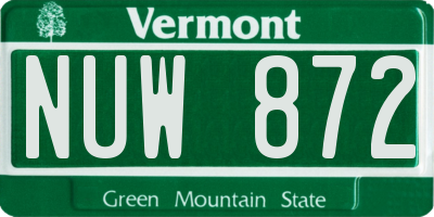 VT license plate NUW872