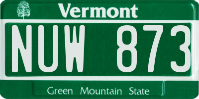VT license plate NUW873
