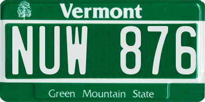 VT license plate NUW876