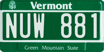 VT license plate NUW881