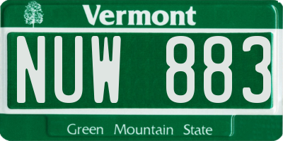 VT license plate NUW883