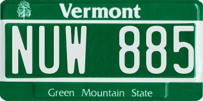 VT license plate NUW885