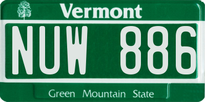 VT license plate NUW886