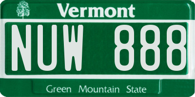 VT license plate NUW888